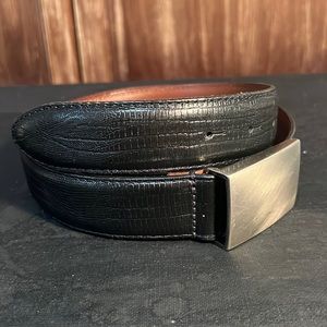 Express black genuine leather plaque belt ostrich pattern 36